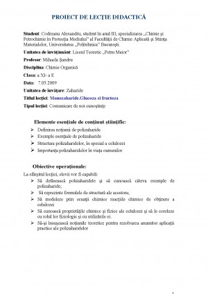 Plan De Lectie Practica Tehnologica Monozaharide Tocilar Ro