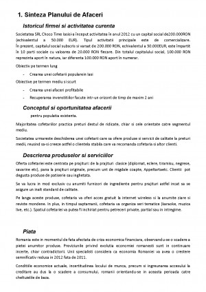 Plan De Afaceri Cofetaria Choco Time Tocilar Ro